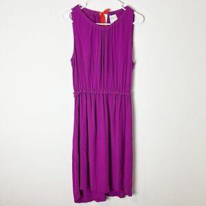Kate Spade Katia Magenta Crepe Dress  Sleeveless Midi Orange Tie Size XL 219